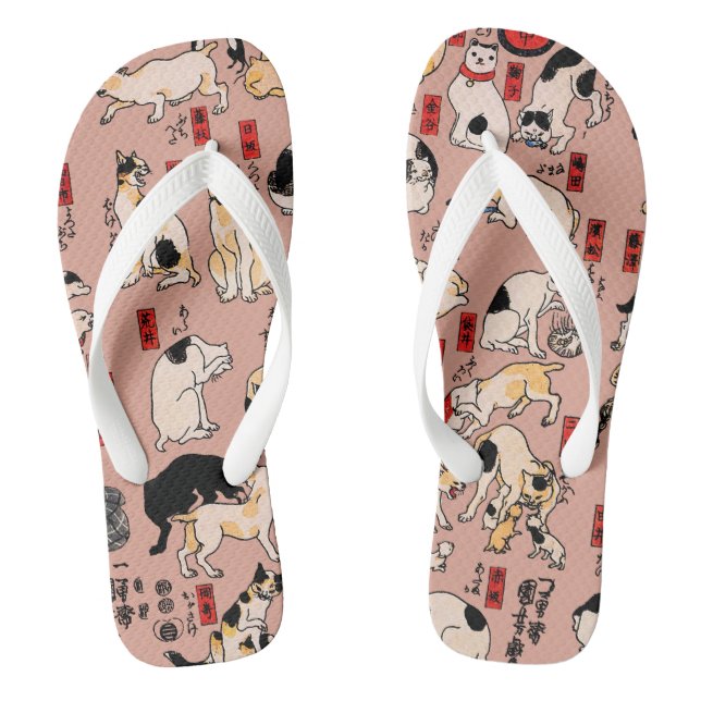 Chanclas gatos japoneses Ukiyo-e Funny kitty (Plantilla)