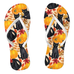 Chanclas Gatos negros y calabazas