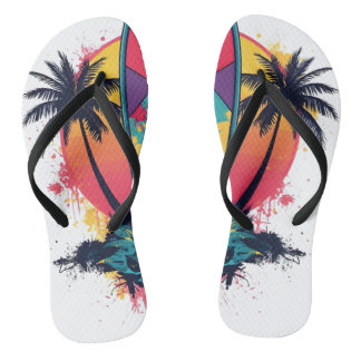 Chanclas Geometric Abstract Surf Art Flip Flops - Colorful 