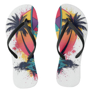 Chanclas Geometric Abstract Surf Art Flip Flops - Colorful 