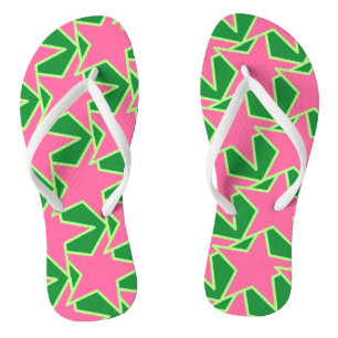 Chanclas Geométrica de estrella moderna - rosa y verde de l