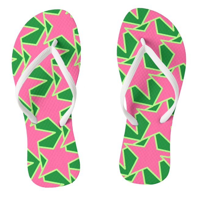 Chanclas Geométrica de estrella moderna - rosa y verde de l (Plantilla)