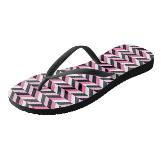 Chanclas Geométrico rosa de blanco y negro