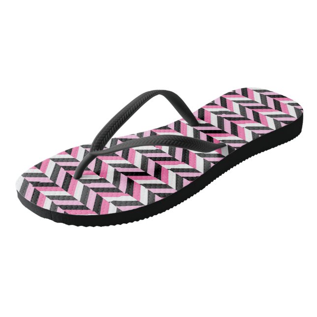 Chanclas Geométrico rosa de blanco y negro (Angular)