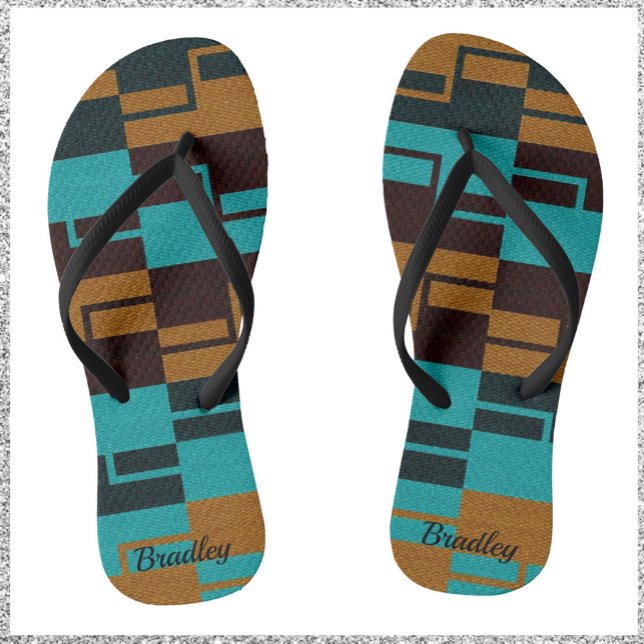 Chanclas Geométrico Turquesa Negro y Marrón (Subido por el creador)