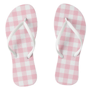 Chanclas Gingham Checks rosa y blanco de gran tamaño