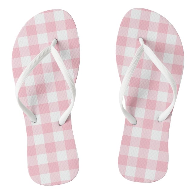 Chanclas Gingham Checks rosa y blanco de gran tamaño (Plantilla)