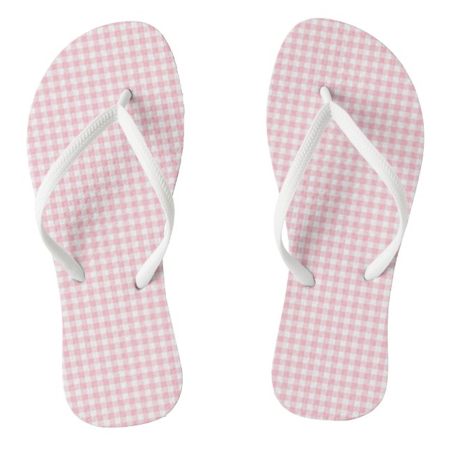 Chanclas Gingham Checks rosa y blanco pequeño (Plantilla)