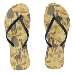 Chanclas Giraffilia patrón transparente fondo amarillo