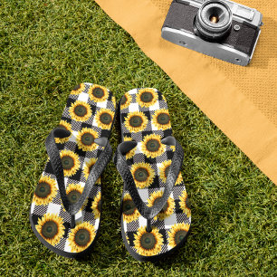 Chanclas Girasol de cuadros de Búfalo negro blanco