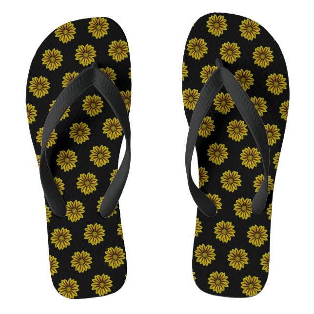 Chanclas girasoles amarillos pequeños diagonales contra neg (Plantilla)