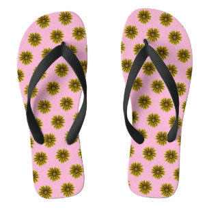 Chanclas girasoles amarillos pequeños diagonales contra ros