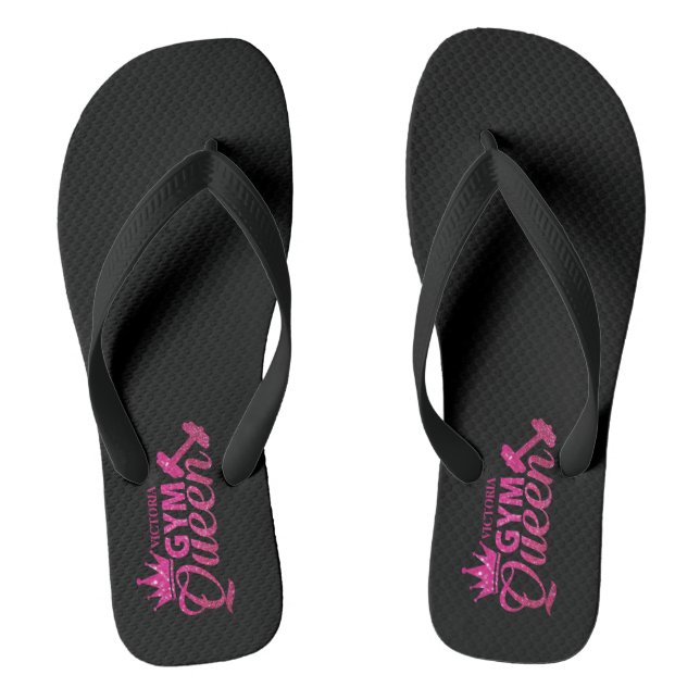 Chanclas Glam caliente rosa falso purpurina Gym Queen (Plantilla)