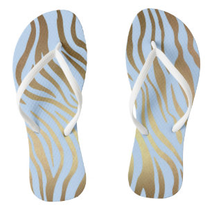 Chanclas Glam Moda Azul Oro Tigre Cebra Piel