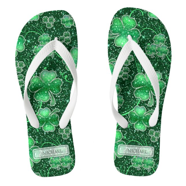 Chanclas Glittering Shamrock and Swirls ID289 (Plantilla)