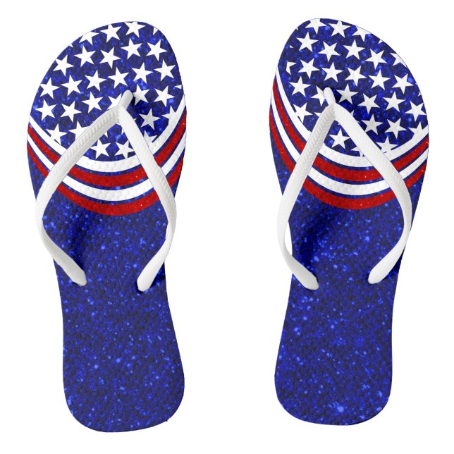 Chanclas Glittery Red White and Blue Stars Stripes (Plantilla)