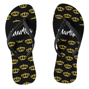 Chanclas Gold crowns on black