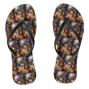 Chanclas Golden Retriever de Halloween con Calabazas Espelu