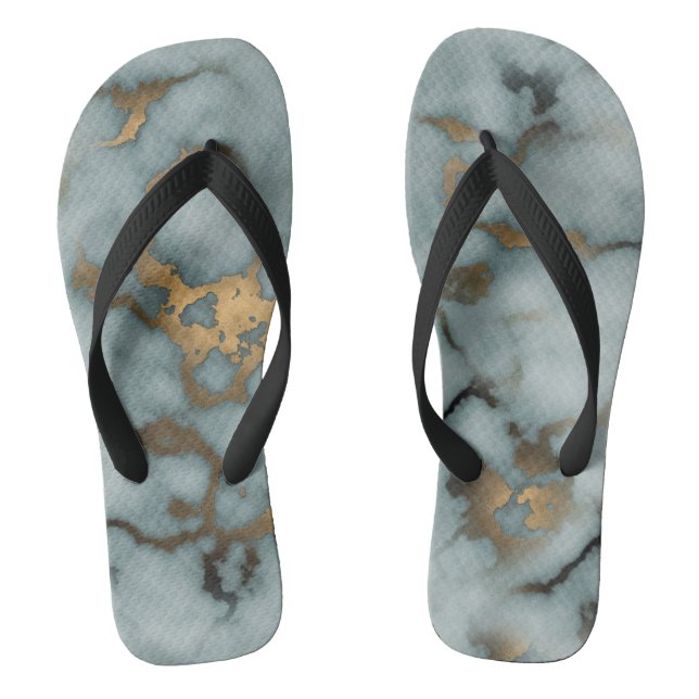 Chanclas Golden Vein Marble Ocean Mist Women's Flops (Plantilla)