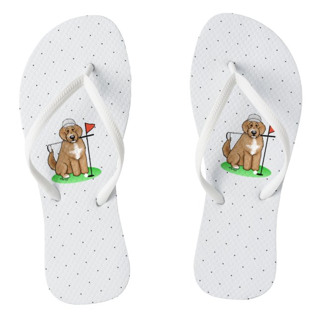 Chanclas Goldendoodle Perro Jugando Golf (rojo whmk2) Diver (Plantilla)