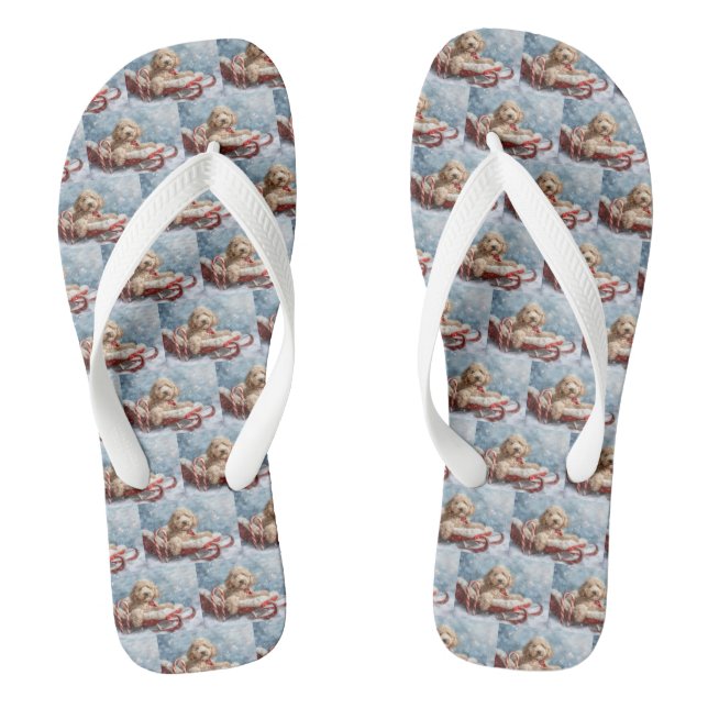 Chanclas Goldendoodle Perro Navideño Festivo (Plantilla)
