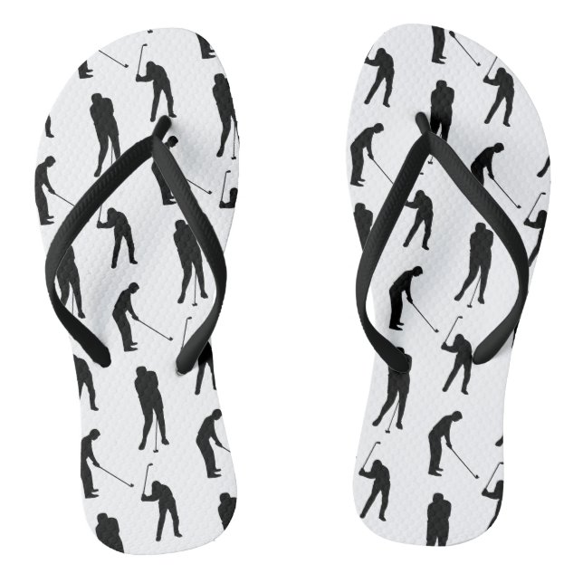 Chanclas Golfer Silhouettes Black and White Pattern (Plantilla)