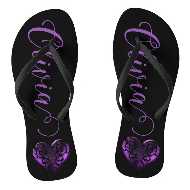 Chanclas Gótico filigrí personalizado Corazón morado (Plantilla)