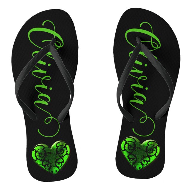 Chanclas Gótico filigrí personalizado Corazón verde (Plantilla)