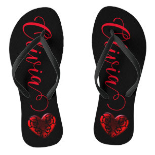 Chanclas Gótico filigrí personalizado de corazón rojo