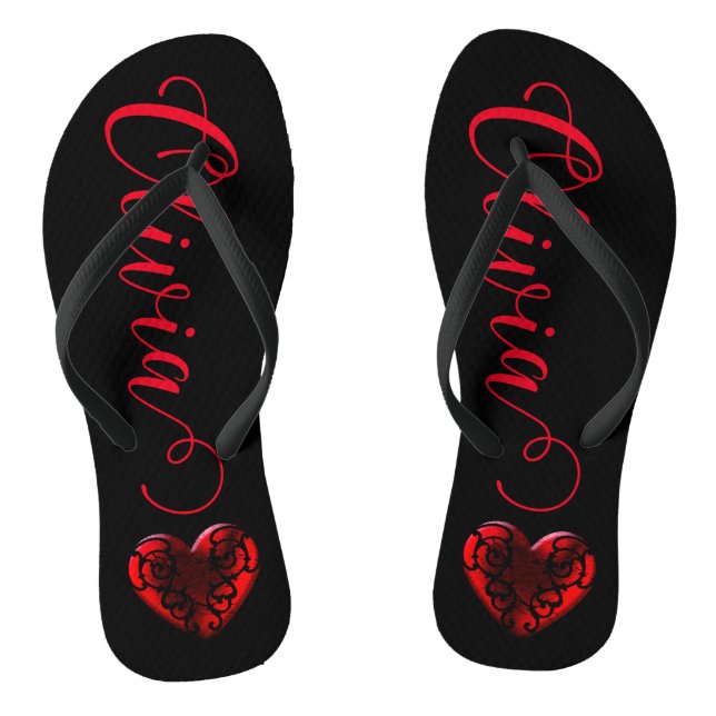 Chanclas Gótico filigrí personalizado de corazón rojo (Plantilla)