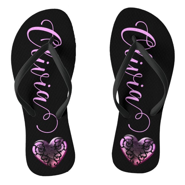 Chanclas Gótico filigrí personalizado de corazón rosado (Plantilla)
