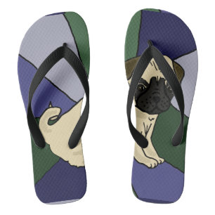 Chanclas Gracioso Perro Pug Abstrato Flip Flops