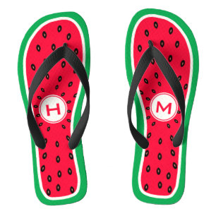 Chanclas Gracioso trozo de sandía con monograma personaliz