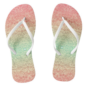 Chanclas Gradiente de patrón de encaje secuencial verde oro