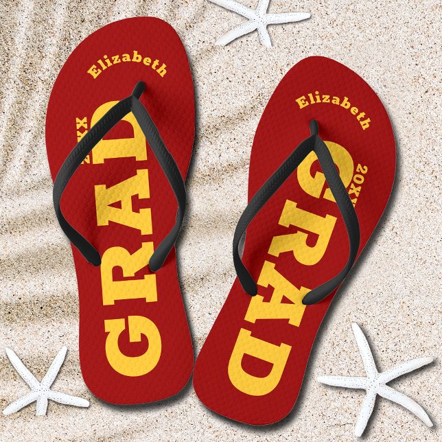 Chanclas Graduación Cardenal de Oro y Rojo Clase Superior (Cardinal Red and Gold Graduation Senior Class Flip Flops)
