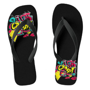 Chanclas Graffiti de texto de historietas abstractas labios