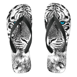 Chanclas Gráfico De Tigre Azul Blanco Y Negro