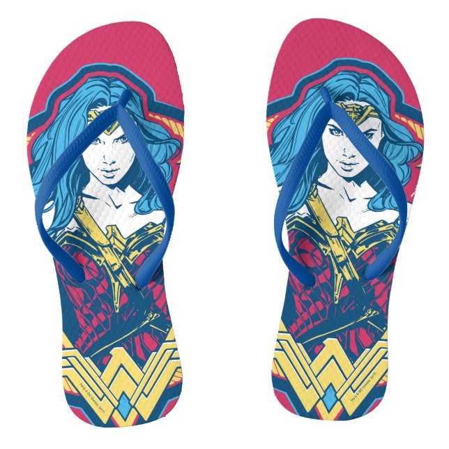 Chanclas Gráfico de tres colores de mujer maravilla (Plantilla)