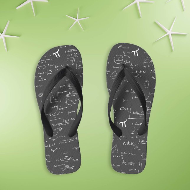 Chanclas Gráficos de fórmula matemática escrita de mano bla (Black White Hand Written Math Formula Graphics Flip Flops by Kinda Cute by Patricia Alvarez)