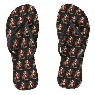 Chanclas Gran Danés Con Claus De Santa Festivo Navidad
