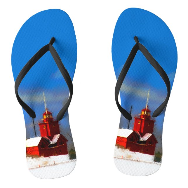 Chanclas Gran pintura de faro rojo - Arte original (Plantilla)