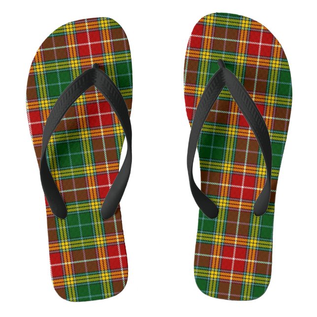 Chanclas Grant Tartan Red Green y Yellow Adults Flip Flops (Plantilla)