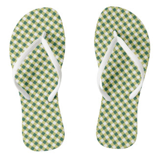 Chanclas Grass Green Gingham Design Flip Flops