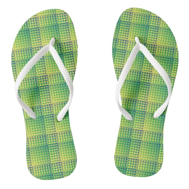 Chanclas Green Blue Checker Abstract Pattern (Plantilla)