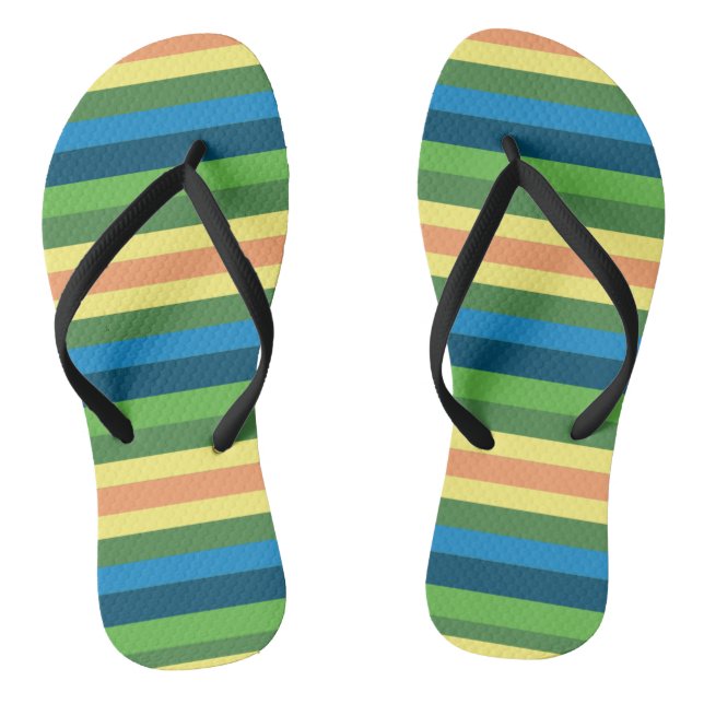Chanclas Green, Blue, Naranja, Yellow Stripes Flip Flops (Plantilla)