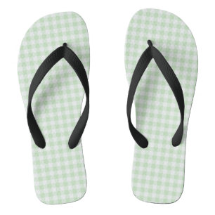 Chanclas Green Pastel Gingham Flip Flops, Adulto Wide Strap