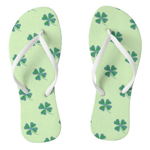 Chanclas Green Plough Shamrock Clover Pattern Flip Flags
