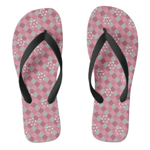 Chanclas Gris y rosa graso con flores de camomila