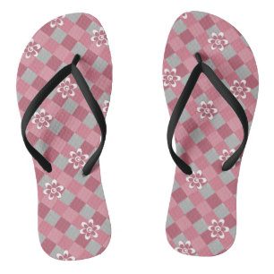 Chanclas Gris y rosa graso con flores de camomila