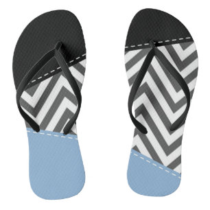 Chanclas Gris Zigzag, Gris Chevron, Zigzag Pattern, Azul